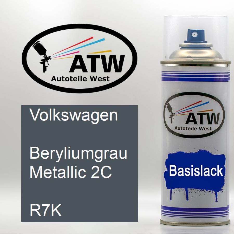 Volkswagen, Beryliumgrau Metallic 2C, R7K: 400ml Sprühdose, von ATW Autoteile West.